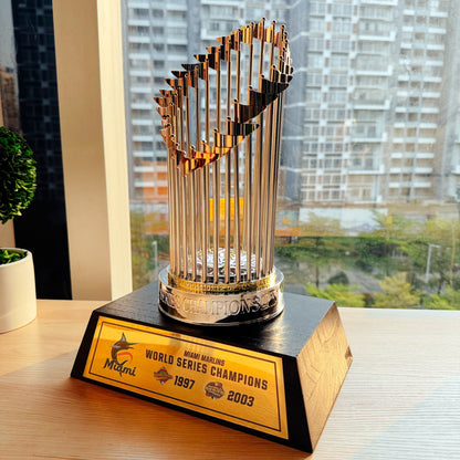 [MLB] Miami Marlins World Series Commissioner's Trophy 11.8"(30cm) With Wooden Base