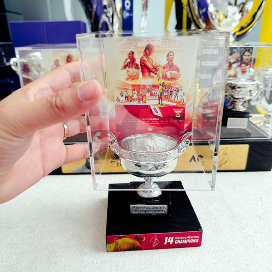 🏆 Nadal 14-Time Roland Garros Champion 8cm Metal Tennis Trophy with Acrylic Display Case
