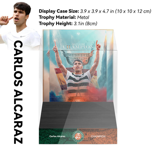 CARLOS ALCARAZ Champions 8cm Metal Tennis Trophy with Acrylic Display Case