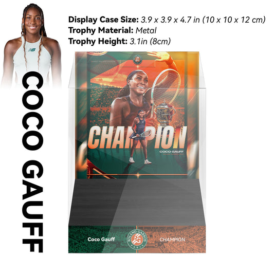 COCO GAUFF Champions 8cm Metal Tennis Trophy with Acrylic Display Case
