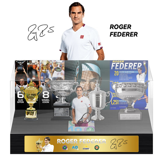 Roger Federer Tennis Grand Slam Display Case Metal Trophy Case