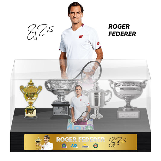Roger Federer Tennis Grand Slam Display Case Metal Trophy Case
