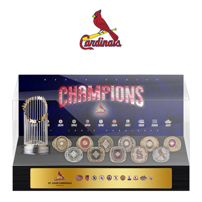 St. Louis Cardinals MLB World Series Championship Trophy And Ring Display Case